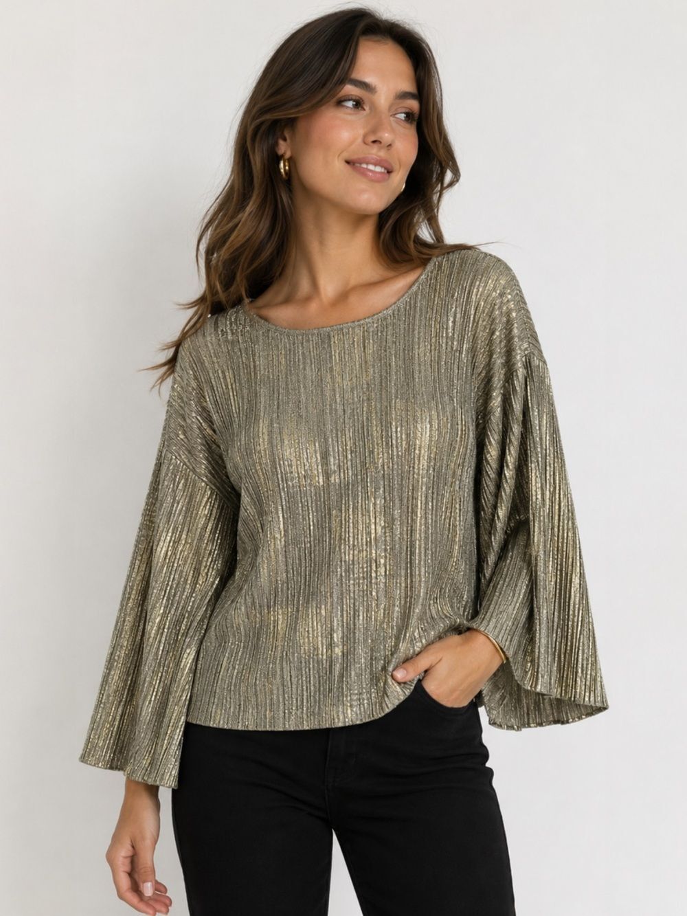 🎉5 for $45🎉 Glam top blouse shirt size S metallic
